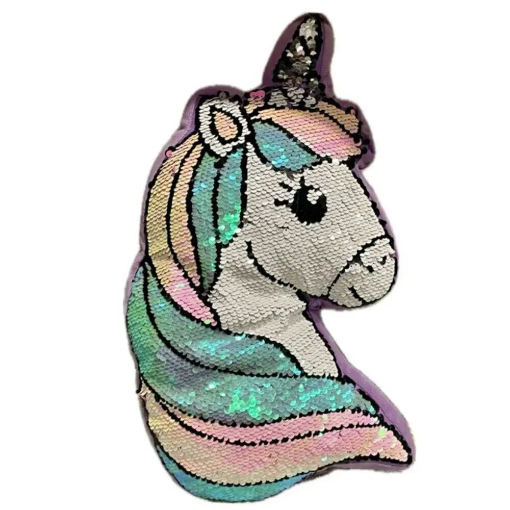 UNICORN PILLOW SEQUIN RAINBOW 16.5’ SOFT PLUSH DECORATIVE KAWAII COLLECTIBLE